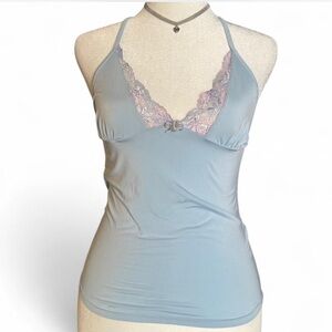 Rampage Light Blue Chemise with Lace Detail